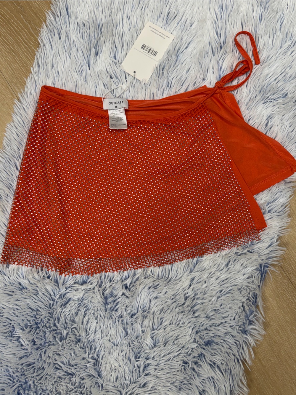 Outcast swim sarong wrap skirt beach Orange Mesh Cover-Up NWT, XS